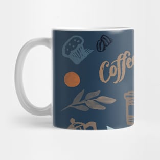 Coffee and Cafe's in Navy Blue Mug